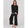 imageANRABESS Womens Two Piece Outfits Knit Pullover Sweater Tops ampamp Wide leg Pants Lounge Matching Sweatsuit Tracksuits SetsBlack