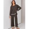 imageANRABESS Womens Two Piece Outfits Knit Pullover Sweater Tops ampamp Wide leg Pants Lounge Matching Sweatsuit Tracksuits SetsCoffee