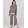 imageANRABESS Womens Two Piece Outfits Knit Pullover Sweater Tops ampamp Wide leg Pants Lounge Matching Sweatsuit Tracksuits SetsCoffee Grey