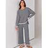 imageANRABESS Womens Two Piece Outfits Knit Pullover Sweater Tops ampamp Wide leg Pants Lounge Matching Sweatsuit Tracksuits SetsGrey
