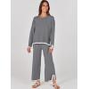 imageANRABESS Womens Two Piece Outfits Knit Pullover Sweater Tops ampamp Wide leg Pants Lounge Matching Sweatsuit Tracksuits SetsGrey