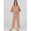 imageANRABESS Womens Two Piece Outfits Knit Pullover Sweater Tops ampamp Wide leg Pants Lounge Matching Sweatsuit Tracksuits SetsLight Camel