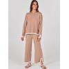 imageANRABESS Womens Two Piece Outfits Knit Pullover Sweater Tops ampamp Wide leg Pants Lounge Matching Sweatsuit Tracksuits SetsLight Camel