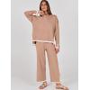 imageANRABESS Womens Two Piece Outfits Knit Pullover Sweater Tops ampamp Wide leg Pants Lounge Matching Sweatsuit Tracksuits SetsLight Camel