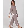 imageANRABESS Womens Two Piece Outfits Knit Pullover Sweater Tops ampamp Wide leg Pants Lounge Matching Sweatsuit Tracksuits SetsRed Apricot