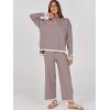 imageANRABESS Womens Two Piece Outfits Knit Pullover Sweater Tops ampamp Wide leg Pants Lounge Matching Sweatsuit Tracksuits SetsRed Apricot