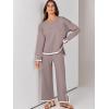 imageANRABESS Womens Two Piece Outfits Knit Pullover Sweater Tops ampamp Wide leg Pants Lounge Matching Sweatsuit Tracksuits SetsRed Apricot