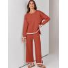imageANRABESS Womens Two Piece Outfits Knit Pullover Sweater Tops ampamp Wide leg Pants Lounge Matching Sweatsuit Tracksuits SetsRust