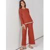 imageANRABESS Womens Two Piece Outfits Knit Pullover Sweater Tops ampamp Wide leg Pants Lounge Matching Sweatsuit Tracksuits SetsRust