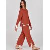 imageANRABESS Womens Two Piece Outfits Knit Pullover Sweater Tops ampamp Wide leg Pants Lounge Matching Sweatsuit Tracksuits SetsRust