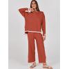 imageANRABESS Womens Two Piece Outfits Knit Pullover Sweater Tops ampamp Wide leg Pants Lounge Matching Sweatsuit Tracksuits SetsRust