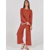 imageANRABESS Womens Two Piece Outfits Knit Pullover Sweater Tops ampamp Wide leg Pants Lounge Matching Sweatsuit Tracksuits SetsRust