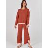 imageANRABESS Womens Two Piece Outfits Knit Pullover Sweater Tops ampamp Wide leg Pants Lounge Matching Sweatsuit Tracksuits SetsRust