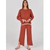 imageANRABESS Womens Two Piece Outfits Knit Pullover Sweater Tops ampamp Wide leg Pants Lounge Matching Sweatsuit Tracksuits SetsRust