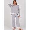 imageANRABESS Womens Two Piece Outfits Knit Pullover Sweater Tops ampamp Wide leg Pants Lounge Matching Sweatsuit Tracksuits SetsSilver Grey