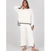 imageANRABESS Womens Two Piece Outfits Knit Pullover Sweater Tops ampamp Wide leg Pants Lounge Matching Sweatsuit Tracksuits SetsWhite