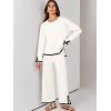 imageANRABESS Womens Two Piece Outfits Knit Pullover Sweater Tops ampamp Wide leg Pants Lounge Matching Sweatsuit Tracksuits SetsWhite