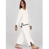 imageANRABESS Womens Two Piece Outfits Knit Pullover Sweater Tops ampamp Wide leg Pants Lounge Matching Sweatsuit Tracksuits SetsWhite