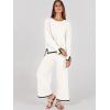 imageANRABESS Womens Two Piece Outfits Knit Pullover Sweater Tops ampamp Wide leg Pants Lounge Matching Sweatsuit Tracksuits SetsWhite