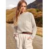 imageANRABESS Womens Two Piece Outfits Long Sleeve Knit Top Fall Sweater Set Oversized Pants Tracksuit Lounge SetsBeige