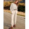 imageANRABESS Womens Two Piece Outfits Long Sleeve Knit Top Fall Sweater Set Oversized Pants Tracksuit Lounge SetsBeige