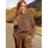 imageANRABESS Womens Two Piece Outfits Long Sleeve Knit Top Fall Sweater Set Oversized Pants Tracksuit Lounge SetsDeep Brown