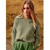 imageANRABESS Womens Two Piece Outfits Long Sleeve Knit Top Fall Sweater Set Oversized Pants Tracksuit Lounge SetsGrass