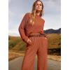 imageANRABESS Womens Two Piece Outfits Long Sleeve Knit Top Fall Sweater Set Oversized Pants Tracksuit Lounge SetsRust