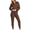 imageANRABESS Womens Two Piece Outfits Sweater Lounge Sets Long Sleeve Zip Up Knit Pullover Jogger Pants Tracksuit Travel OutfitsBrown
