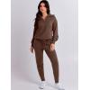 imageANRABESS Womens Two Piece Outfits Sweater Lounge Sets Long Sleeve Zip Up Knit Pullover Jogger Pants Tracksuit Travel OutfitsBrown