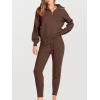imageANRABESS Womens Two Piece Outfits Sweater Lounge Sets Long Sleeve Zip Up Knit Pullover Jogger Pants Tracksuit Travel OutfitsBrown