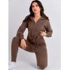 imageANRABESS Womens Two Piece Outfits Sweater Lounge Sets Long Sleeve Zip Up Knit Pullover Jogger Pants Tracksuit Travel OutfitsBrown