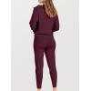 imageANRABESS Womens Two Piece Outfits Sweater Lounge Sets Long Sleeve Zip Up Knit Pullover Jogger Pants Tracksuit Travel OutfitsBurgundy