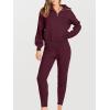 imageANRABESS Womens Two Piece Outfits Sweater Lounge Sets Long Sleeve Zip Up Knit Pullover Jogger Pants Tracksuit Travel OutfitsBurgundy