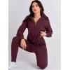 imageANRABESS Womens Two Piece Outfits Sweater Lounge Sets Long Sleeve Zip Up Knit Pullover Jogger Pants Tracksuit Travel OutfitsBurgundy