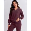 imageANRABESS Womens Two Piece Outfits Sweater Lounge Sets Long Sleeve Zip Up Knit Pullover Jogger Pants Tracksuit Travel OutfitsBurgundy