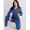 imageANRABESS Womens Two Piece Outfits Sweater Lounge Sets Long Sleeve Zip Up Knit Pullover Jogger Pants Tracksuit Travel OutfitsDark Blue