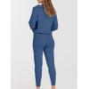 imageANRABESS Womens Two Piece Outfits Sweater Lounge Sets Long Sleeve Zip Up Knit Pullover Jogger Pants Tracksuit Travel OutfitsDark Blue