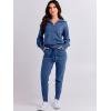 imageANRABESS Womens Two Piece Outfits Sweater Lounge Sets Long Sleeve Zip Up Knit Pullover Jogger Pants Tracksuit Travel OutfitsDark Blue
