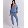 imageANRABESS Womens Two Piece Outfits Sweater Lounge Sets Long Sleeve Zip Up Knit Pullover Jogger Pants Tracksuit Travel OutfitsGrey Blue