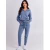 imageANRABESS Womens Two Piece Outfits Sweater Lounge Sets Long Sleeve Zip Up Knit Pullover Jogger Pants Tracksuit Travel OutfitsGrey Blue