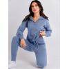 imageANRABESS Womens Two Piece Outfits Sweater Lounge Sets Long Sleeve Zip Up Knit Pullover Jogger Pants Tracksuit Travel OutfitsGrey Blue