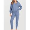 imageANRABESS Womens Two Piece Outfits Sweater Lounge Sets Long Sleeve Zip Up Knit Pullover Jogger Pants Tracksuit Travel OutfitsGrey Blue