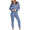 imageANRABESS Womens Two Piece Outfits Sweater Lounge Sets Long Sleeve Zip Up Knit Pullover Jogger Pants Tracksuit Travel OutfitsGrey Blue