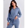 imageANRABESS Womens Two Piece Outfits Sweater Lounge Sets Long Sleeve Zip Up Knit Pullover Jogger Pants Tracksuit Travel OutfitsGrey Blue