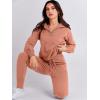 imageANRABESS Womens Two Piece Outfits Sweater Lounge Sets Long Sleeve Zip Up Knit Pullover Jogger Pants Tracksuit Travel OutfitsRust