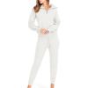 imageANRABESS Womens Two Piece Outfits Sweater Lounge Sets Long Sleeve Zip Up Knit Pullover Jogger Pants Tracksuit Travel OutfitsWhite