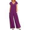 imageANRABESS Jumpsuits for Women 2025 Summer Casual Loose Cap Sleeve Crewneck Wide Leg Rompers Jumper One Piece Beach OutfitsPurple Red