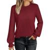 imageANRABESS Sweaters for Women Lace Long Sleeve Tops 2025 Fall Dressy Casual Business Knitted Pullover Shirts Puff Cuffs OutfitsRed