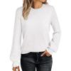 imageANRABESS Sweaters for Women Lace Long Sleeve Tops 2025 Fall Dressy Casual Business Knitted Pullover Shirts Puff Cuffs OutfitsWhite